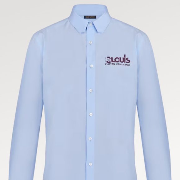 Mens Button Up Shirt. Louis Vuitton "Regular Shirt" - Size: L0 Color: Ocean Blue - Picture 1 of 4